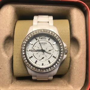 Fossil white ceramic watch